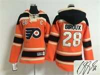 Youth Philadelphia Flyers #28 Claude Giroux Orange Stitched Signature Edition Hoodie