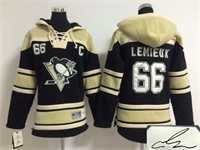 Youth Pittsburgh Penguins #66 Mario Lemieux Black Stitched Signature Edition Hoodie