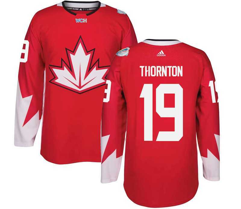 Glued Youth Team Canada #19 Joe Thornton 2016 World Cup of Hockey Olympics Game Red Jersey