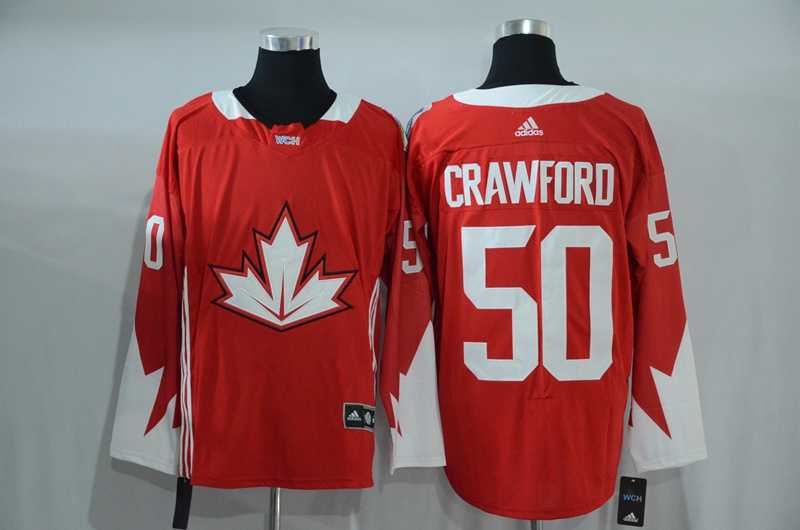 Team Canada #50 Corey Crawford 2016 World Cup of Hockey Olympics Game Red Men's Stitched NHL Jersey