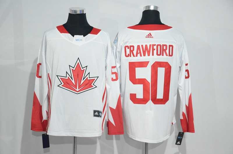 Team Canada #50 Corey Crawford 2016 World Cup of Hockey Olympics Game White Men's Stitched NHL Jersey