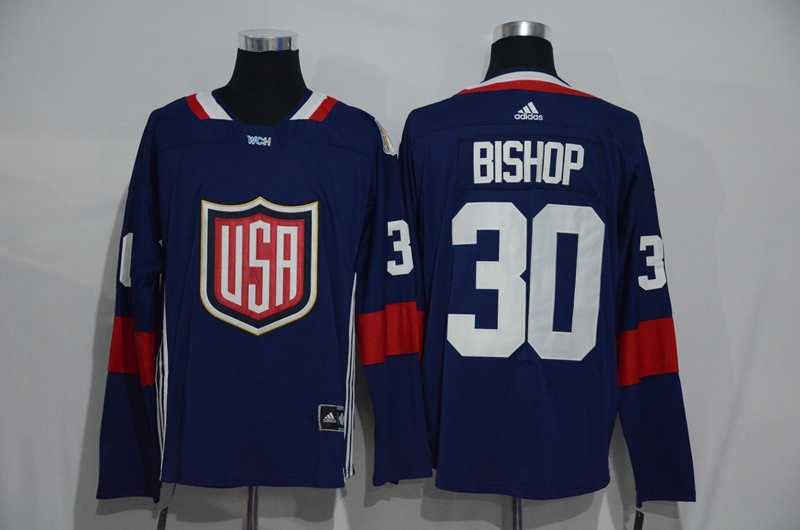 Team USA #30 Ben Bishop 2016 World Cup of Hockey Olympics Game Navy Blue Men's Stitched NHL Jersey