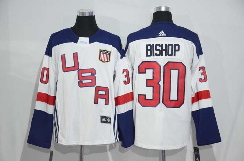 Team USA #30 Ben Bishop 2016 World Cup of Hockey Olympics Game White Men's Stitched NHL Jersey