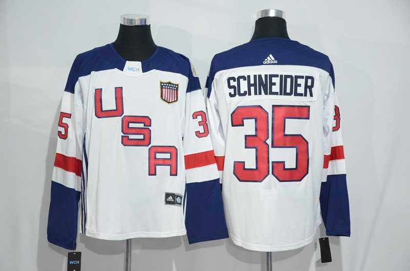 Team USA #35 Cory Schneider 2016 World Cup of Hockey Olympics Game White Men's Stitched NHL Jersey