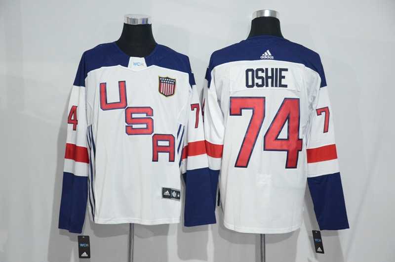 Team USA #74 T. J. Oshie 2016 World Cup of Hockey Olympics Game White Men's Stitched NHL Jersey