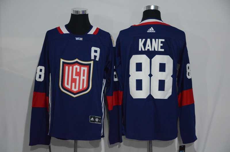 Team USA #88 Patrick Kane 2016 World Cup of Hockey Olympics Game Navy Blue Men's Stitched NHL Jersey