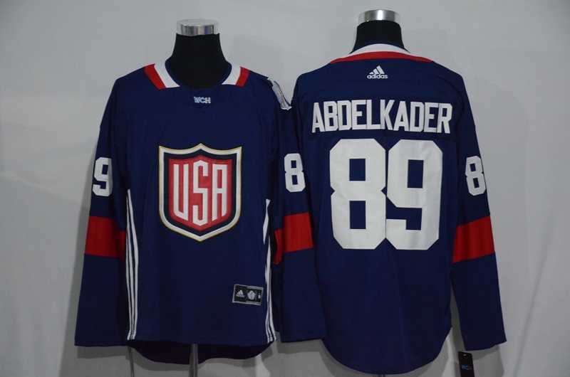 Team USA #89 Justin Abdelkader 2016 World Cup of Hockey Olympics Game Navy Blue Men's Stitched NHL Jersey