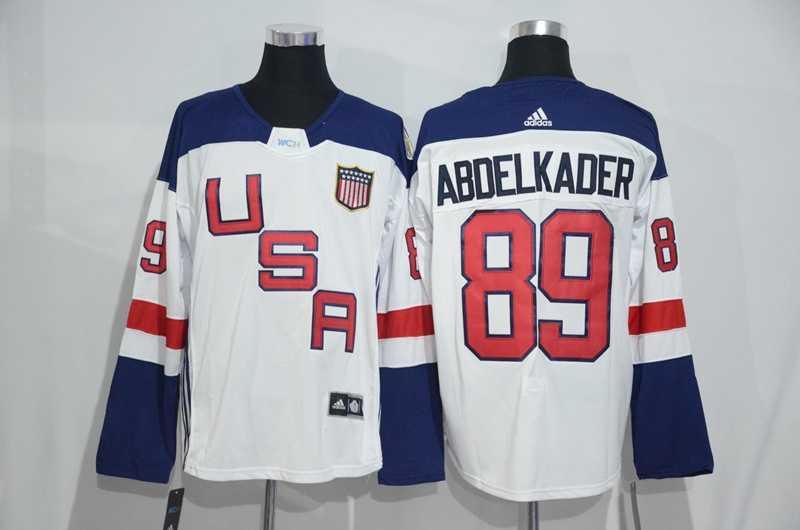 Team USA #89 Justin Abdelkader 2016 World Cup of Hockey Olympics Game White Men's Stitched NHL Jersey