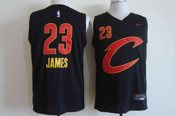 Nike Cleveland Cavaliers #23 LeBron James New Black With Red Swingman Stitched NBA Jersey