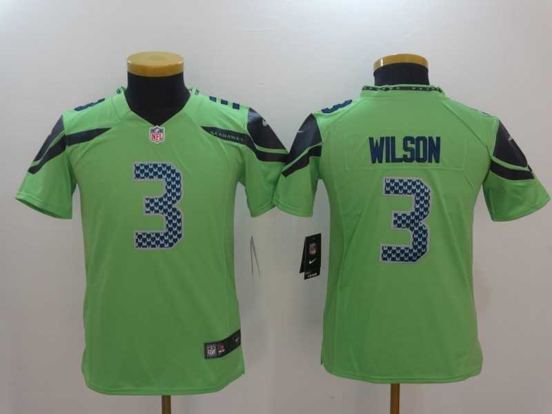 Youth Nike Limited Seattle Seahawks #3 Russell Wilson Green Rush Stitched NFL Jersey
