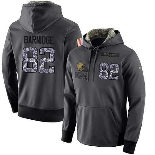 Glued Nike Cleveland Browns #82 Gary Barnidge Men's Anthracite Salute to Service Player Performance Hoodie