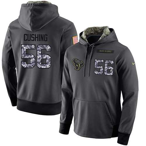 Glued Nike Houston Texans #56 Brian Cushing Men's Anthracite Salute to Service Player Performance Hoodie