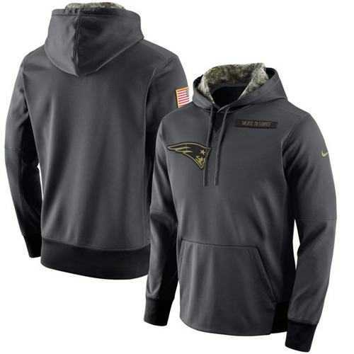 Glued Nike New England Patriots Men's Anthracite Salute to Service Pullover Hoodie