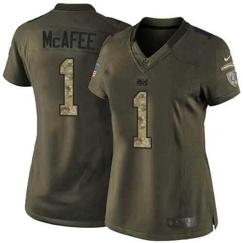 Glued Women Nike Indianapolis Colts #1 Pat McAfee Green Salute to Service NFL Limited Jersey