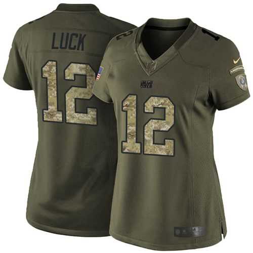 Glued Women Nike Indianapolis Colts #12 Andrew Luck Green Salute to Service NFL Limited Jersey