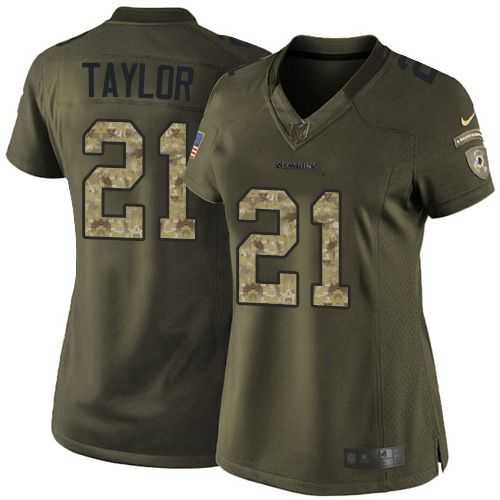 Glued Women Nike Washington Redskins #21 Sean Taylor Green Salute to Service NFL Limited Jersey