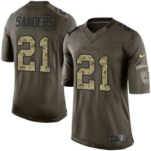 Glued Youth Nike Atlanta Falcons #21 Deion Sanders Green Salute to Service NFL Limited Jersey