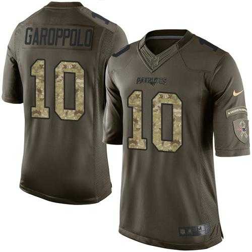 Glued Youth Nike New England Patriots 10 Jimmy Garoppolo Green Salute to Service NFL Limited Jersey