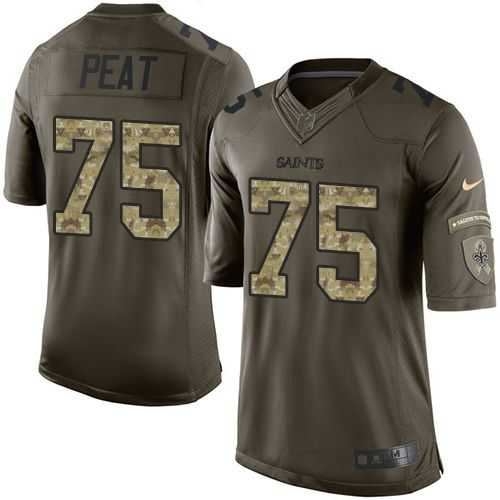 Glued Youth Nike New Orleans Saints #75 Andrus Peat Green Salute to Service NFL Limited Jersey
