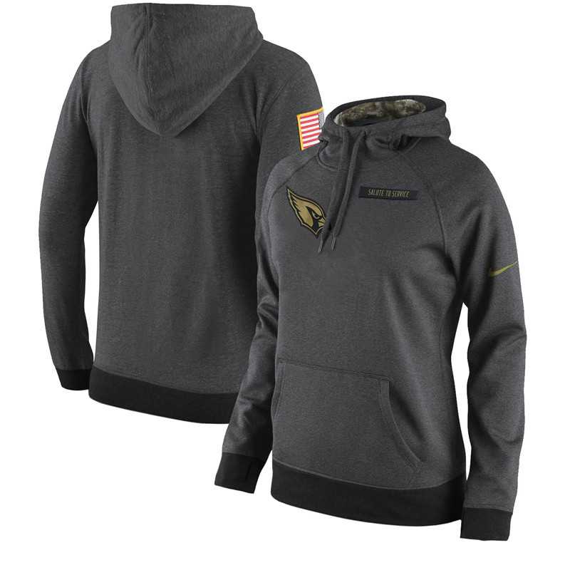 Women Nike Arizona Cardinals Anthracite Salute to Service Pullover Hoodie