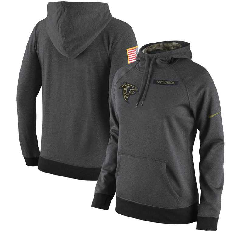 Women Nike Atlanta Falcons Anthracite Salute to Service Pullover Hoodie