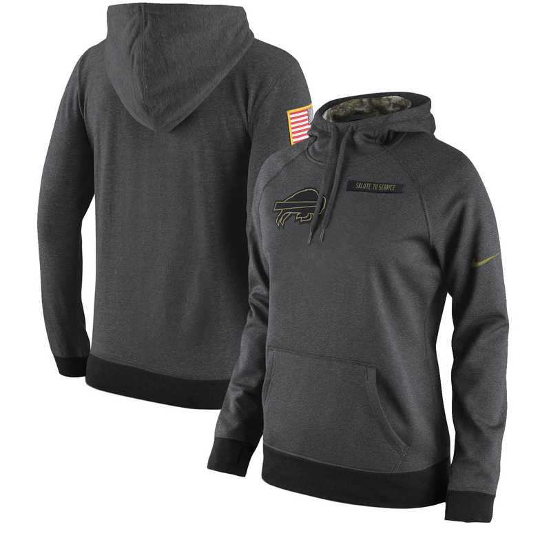Women Nike Buffalo Bills Anthracite Salute to Service Pullover Hoodie