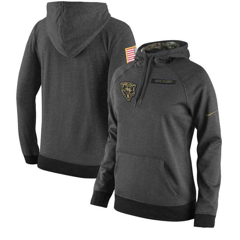 Women Nike Chicago Bears Anthracite Salute to Service Pullover Hoodie
