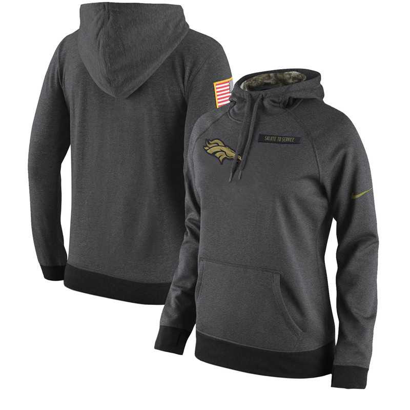 Women Nike Denver Broncos Anthracite Salute to Service Pullover Hoodie