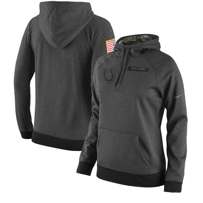 Women Nike Indianapolis Colts Anthracite Salute to Service Pullover Hoodie