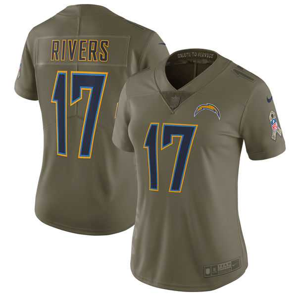 Women Nike San Diego Chargers #17 Philip Rivers Olive Salute To Service Limited Jersey