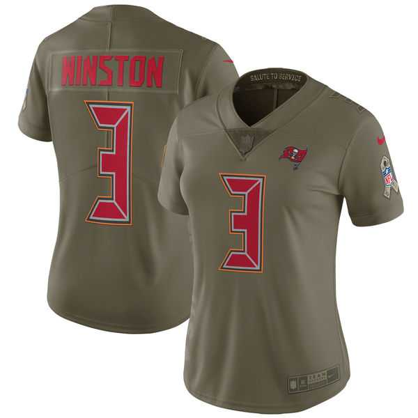 Women Nike Tampa Bay Buccaneers #3 Jameis Winston Olive Salute To Service Limited Jersey