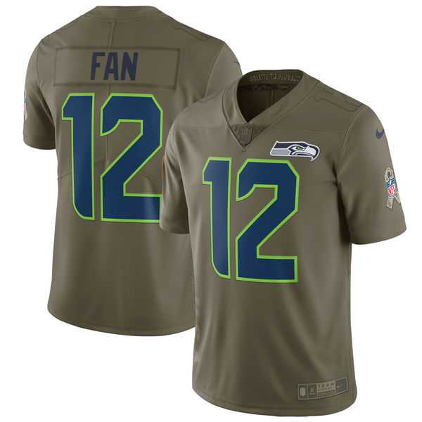 Youth Nike Seattle Seahawks #12 Fan Olive Salute To Service Limited Jersey