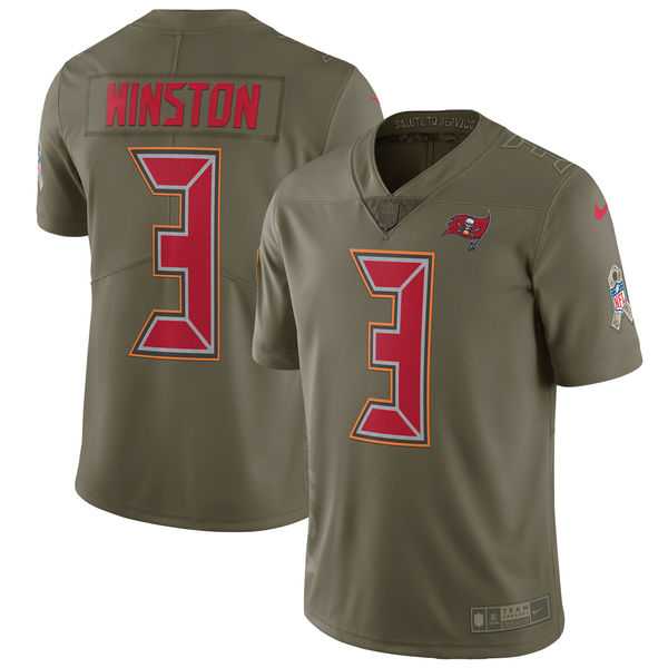 Youth Nike Tampa Bay Buccaneers #3 Jameis Winston Olive Salute To Service Limited Jersey