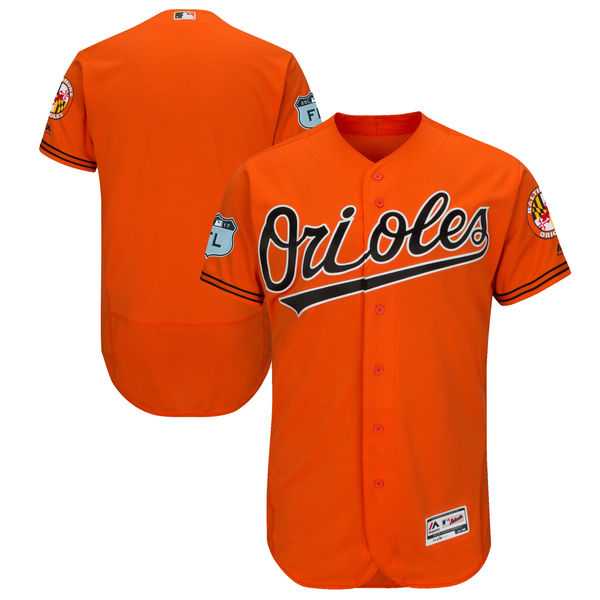 Customized Men's Baltimore Orioles Orange 2017 Spring Training Flexbase Collection Stitched Jersey