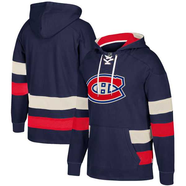 Customized Men's Canadiens Navy All Stitched Hooded Sweatshirt