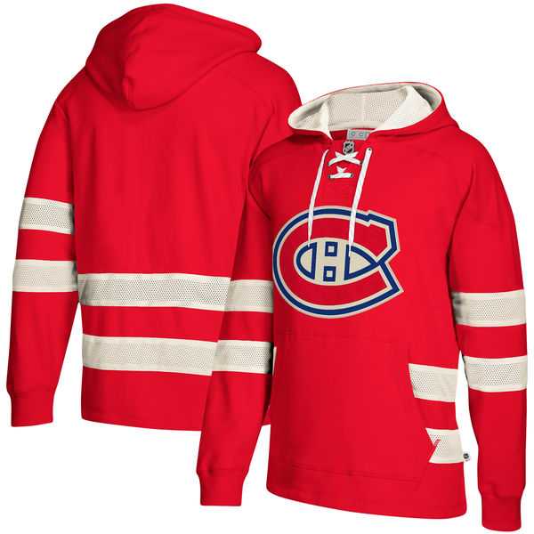Customized Men's Canadiens Red All Stitched Hooded Sweatshirt