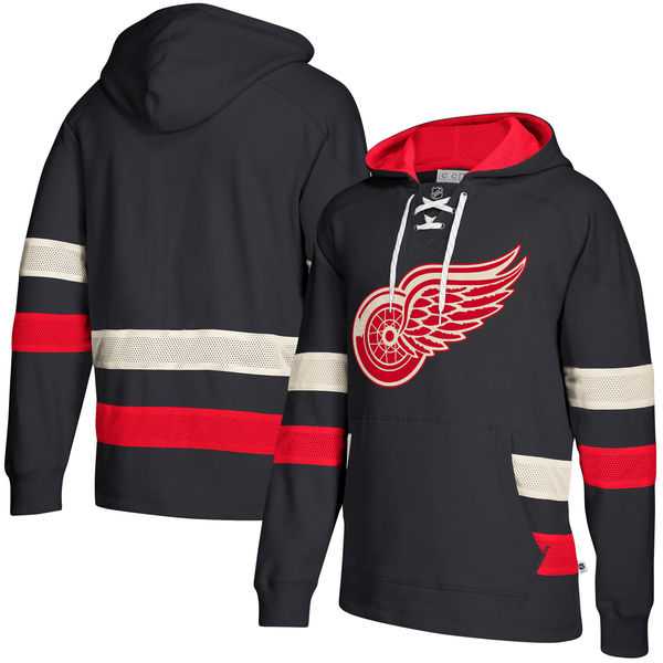 Customized Men's Detroit Red Wings Navy All Stitched Hooded Sweatshirt