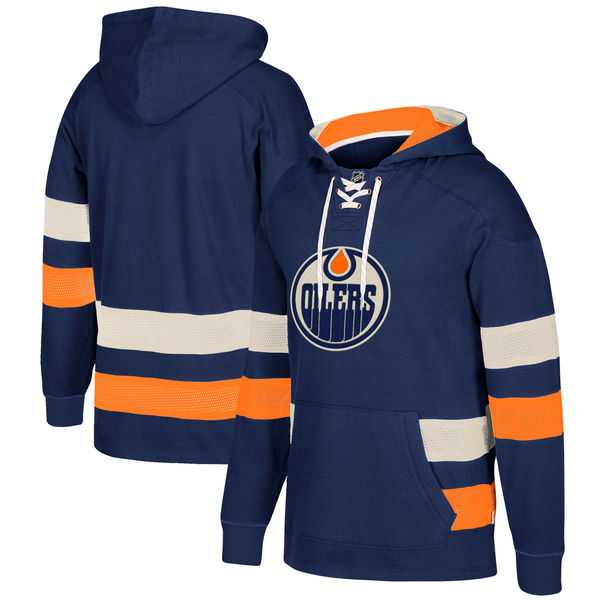 Customized Men's Edmonton Oilers Navy All Stitched Hooded Sweatshirt