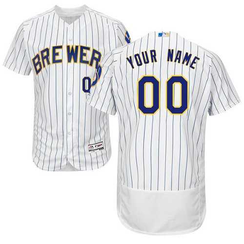 Customized Men's Milwaukee Brewers White Flexbase Player Jersey