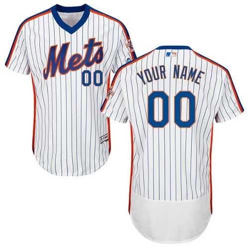 Customized Men's New York Mets White Cooperstown Collection Flexbase Jersey