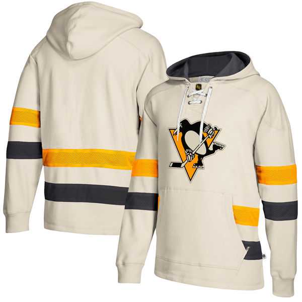 Customized Men's Pittsburgh Penguins Cream All Stitched Hooded Sweatshirt