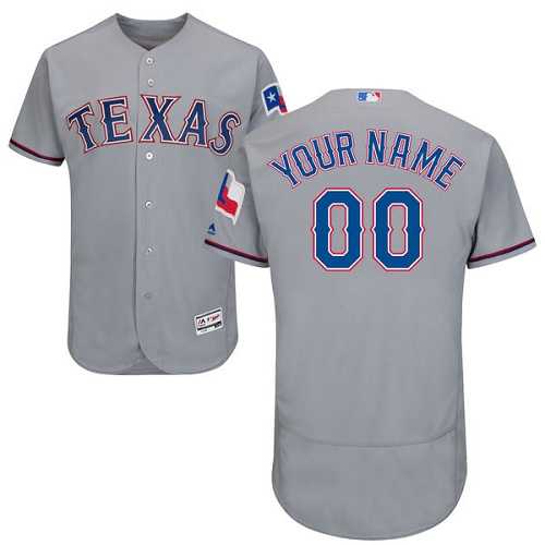 Customized Men's Texas Rangers Gray Flexbase Jersey