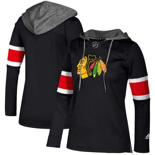Customized Women Blackhawks Black All Stitched Hooded Sweatshirt1
