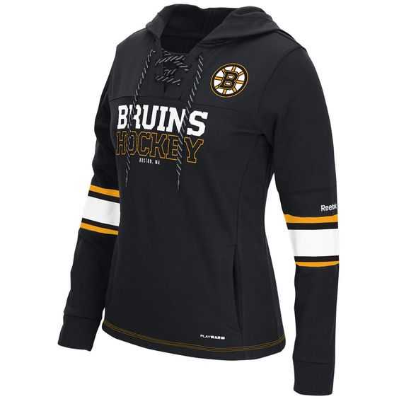 Customized Women Bruins Black All Stitched Hooded Sweatshirt
