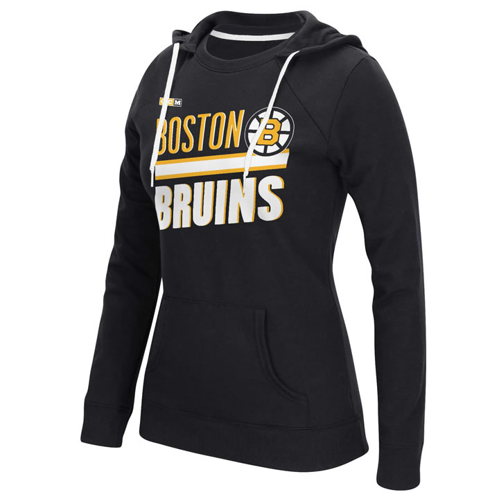 Customized Women Bruins Black CCM All Stitched Hooded Sweatshirt