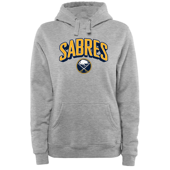 Customized Women Sabres Gray All Stitched Hooded Sweatshirt