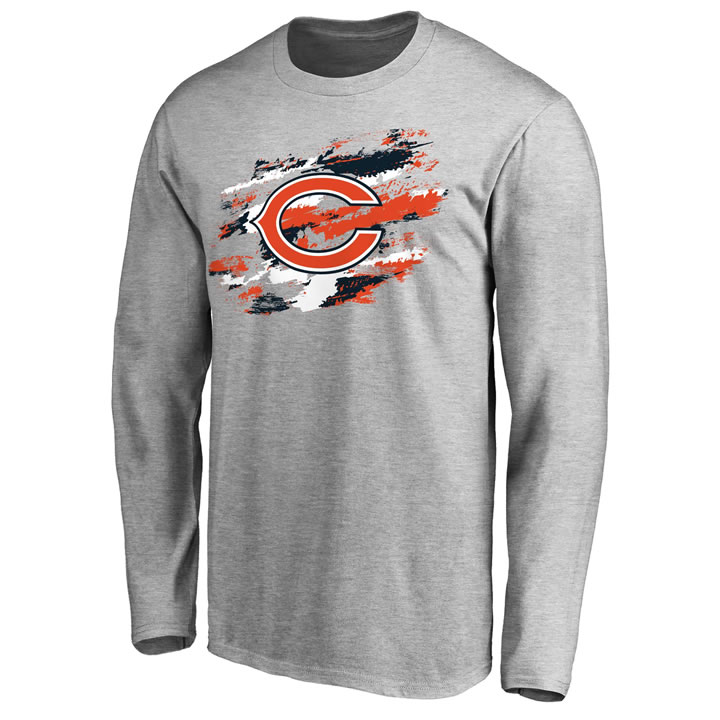 Men's Chicago Bears NFL Pro Line Ash True Colors Long Sleeve T-Shirt 90Hou