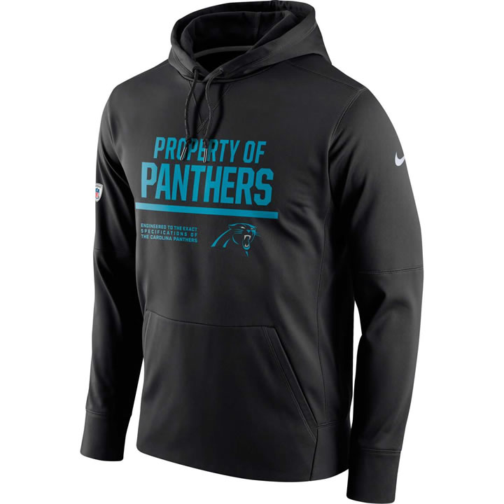 Men's Nike Carolina Panthers Nike Black Circuit Property Of Performance Pullover Hoodie 90Hou