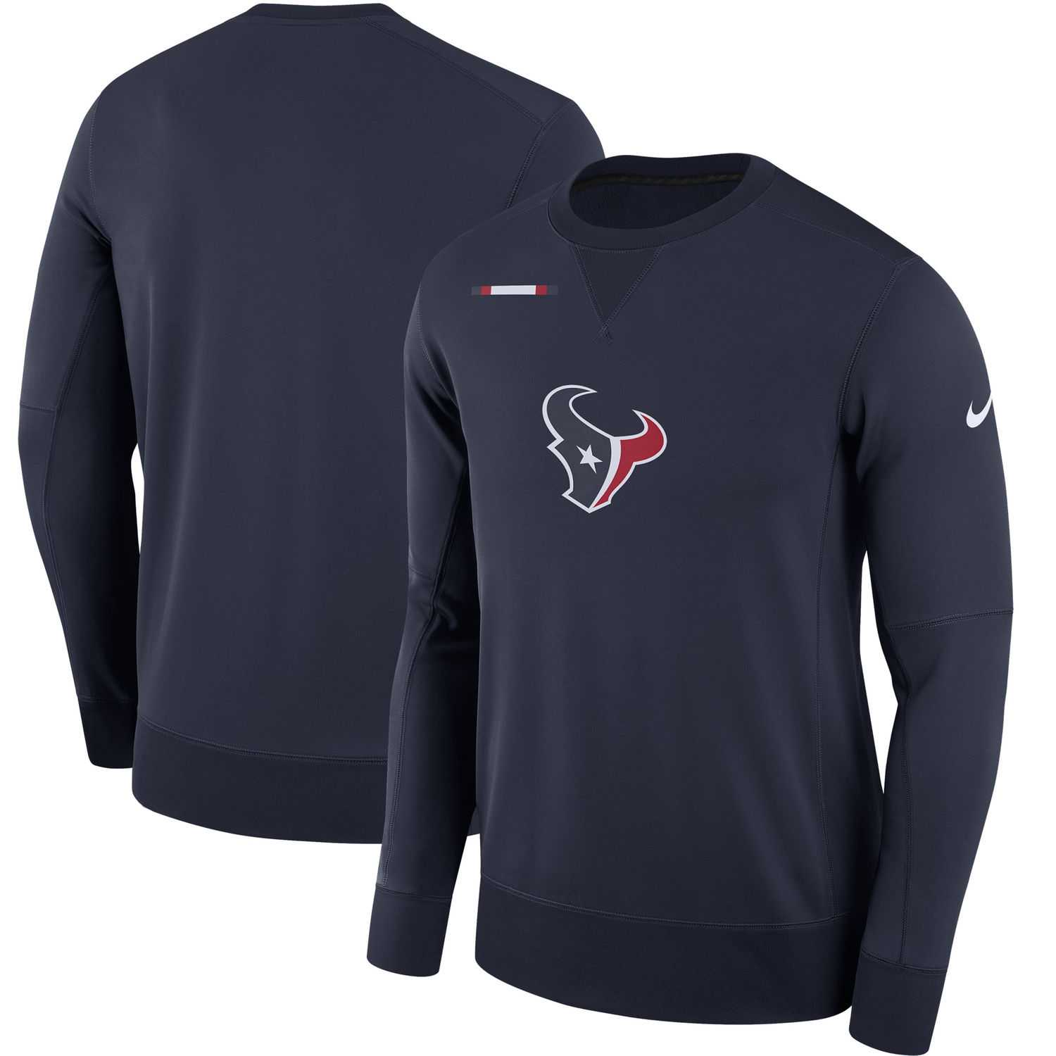 Men's Nike Houston Texans Nike Navy Sideline Team Logo Performance Sweatshirt 90Hou