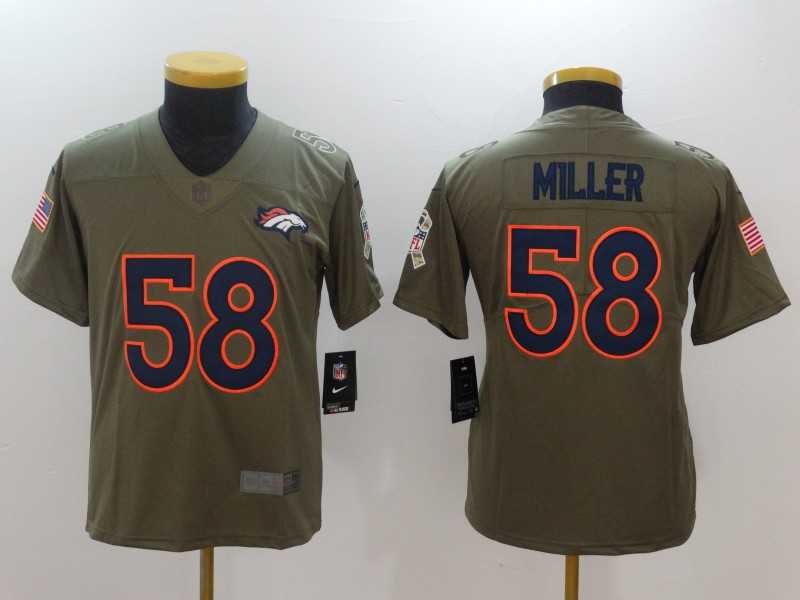 Youth Nike Denver Broncos #58 Von Miller Olive Salute To Service Limited Jerseys